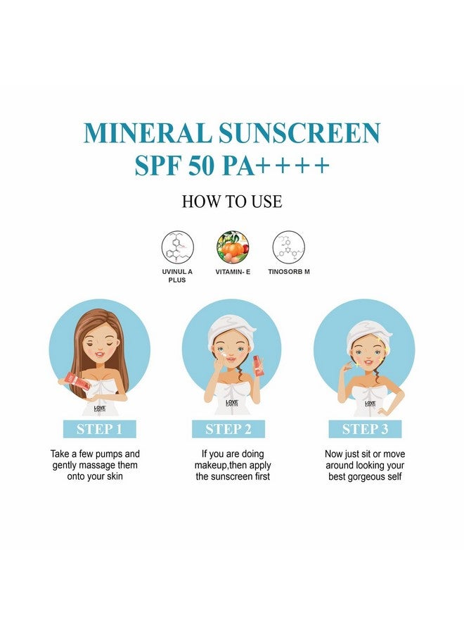 Love Earth Mineral Sunscreen SPF 50 PA++++| No White Cast | UV Protection | Non-Oily | Non-Greasy | Paraben-Free | All Skin Types | For Women & Men | Safe for pregnant and lactating women | 50g - Image 5