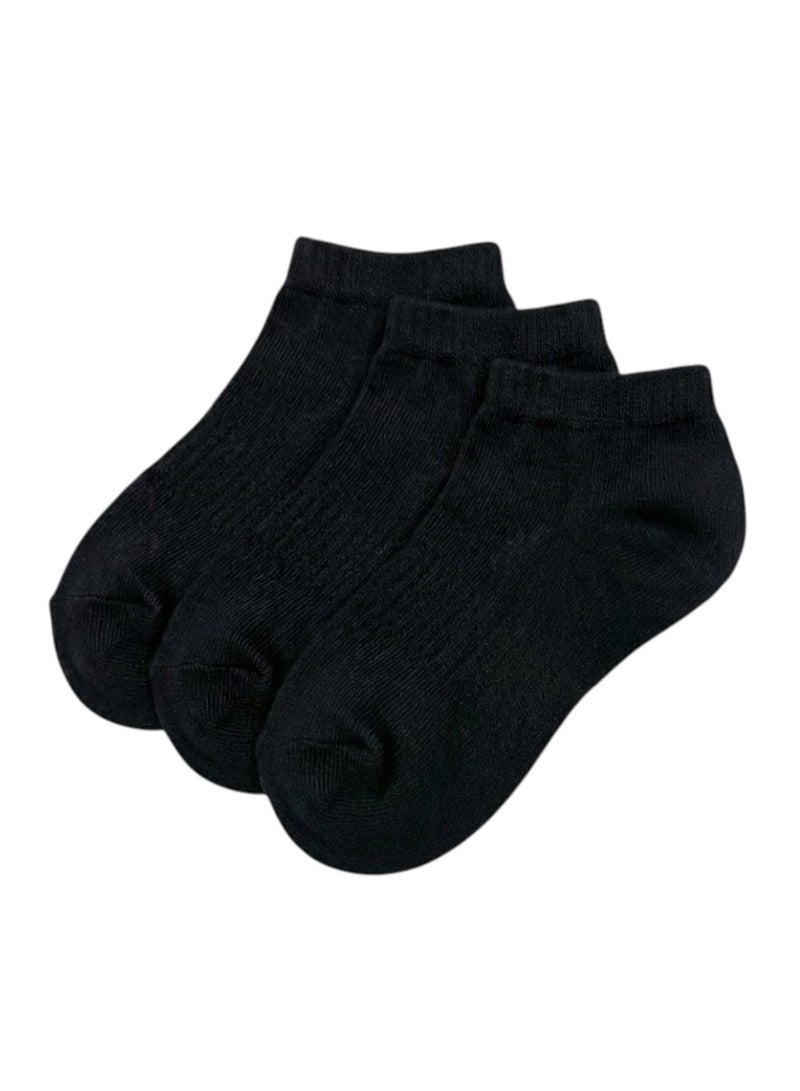 victor and jane Pack of 3 - Black Cushioned Ankle Cotton Socks - Image 1