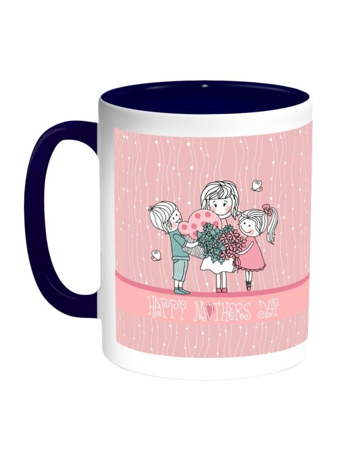 RYN Happy Mother's Day Printed Coffee Mug Dark Blue/Pink/Green 11ounce