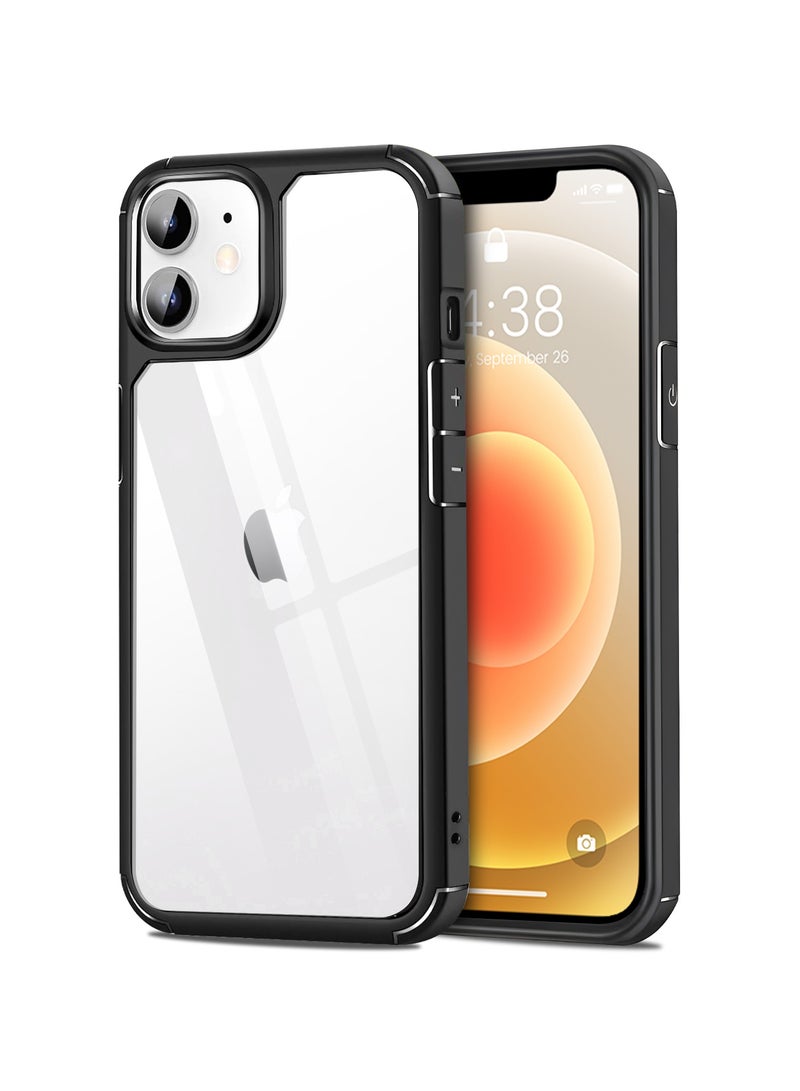 UCHUANG iPhone 12 Mini Case Clear Cover Ultra Thin Silicone Shockproof Hard Back Cases Transparent Protective Slim Phone Case for Apple iPhone 12 Mini 5.4 inch - Black - Image 1