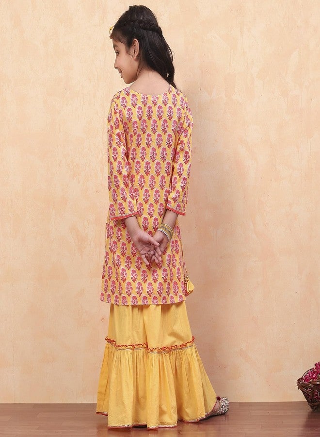 Biba طقم بنات بيبا القطني المطبوع المريح (KW4991E_YELLOW_13)، 12-13 سنة - Image 4