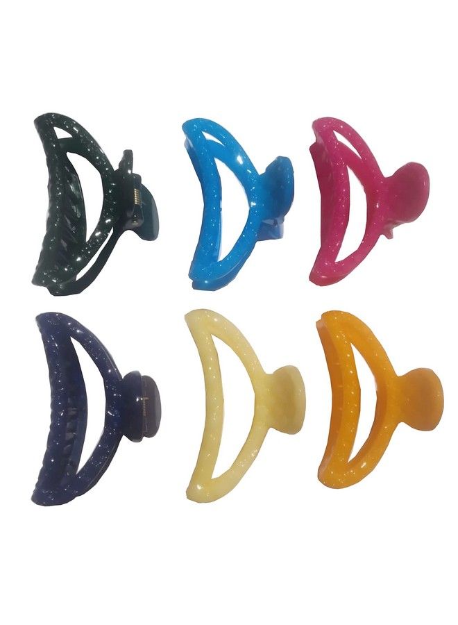MANODHRUVA 6 Pcs Hair Claw Clips For Women 6 Pcs Colors: Yellow Orange Red Blue Black Green - Image 2