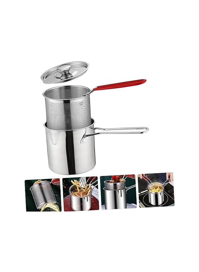 IAF set Kitchen Fry Pot Deep Frying Basket Food Cooking Pot Mesh Fryer Basket with Fried Wire Baskets Deepen Milk Pan with Basket for Chip Fried Chicken - Image 2