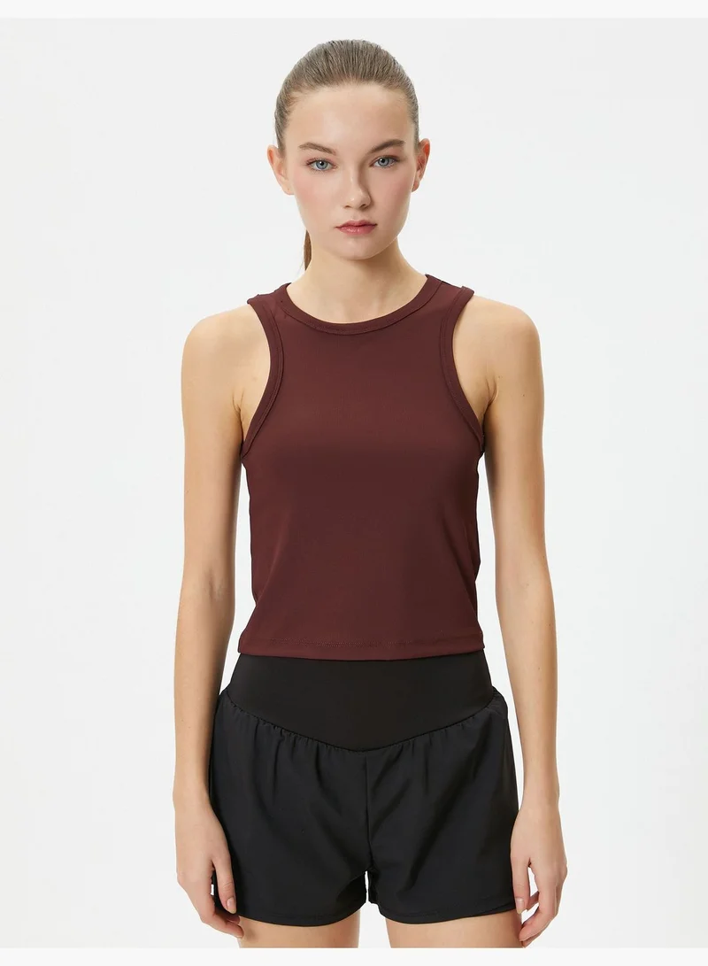 كوتون Basic Sports T-Shirt Crew Neck Ribbed Slim Fit