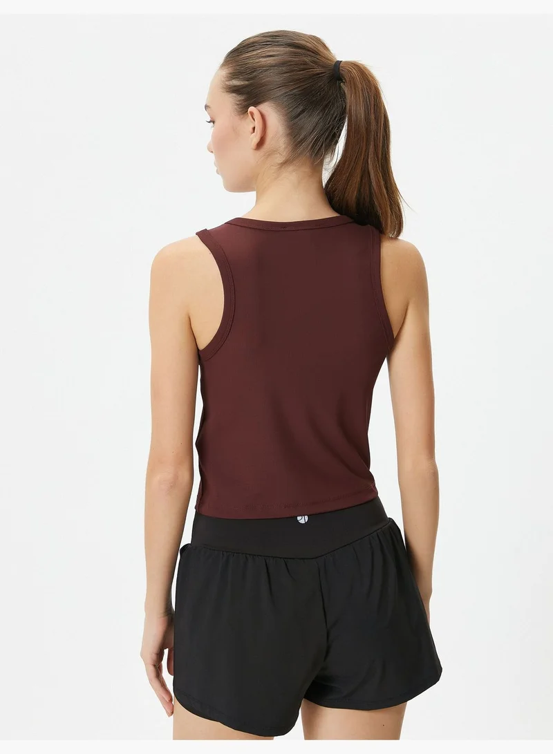 كوتون Basic Sports T-Shirt Crew Neck Ribbed Slim Fit