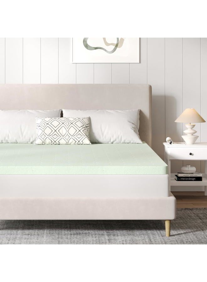 Novilla Queen Size Mattress Topper, 2 Inch Gel Memory Foam Queen Mattress Topper for Cool Sleep & Enhanced Comfort, CertiPUR-US Certified Foam, Green - Image 1