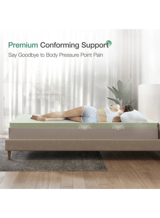 Novilla Queen Size Mattress Topper, 2 Inch Gel Memory Foam Queen Mattress Topper for Cool Sleep & Enhanced Comfort, CertiPUR-US Certified Foam, Green - Image 2