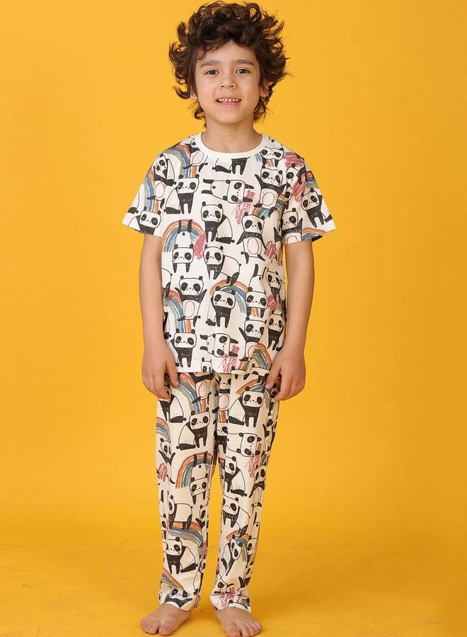 Anthrilo Anthrilo All-Over Panda Print T-Shirt and Pyjama Set
