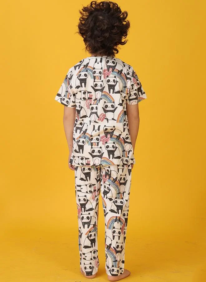 Anthrilo Anthrilo All-Over Panda Print T-Shirt and Pyjama Set