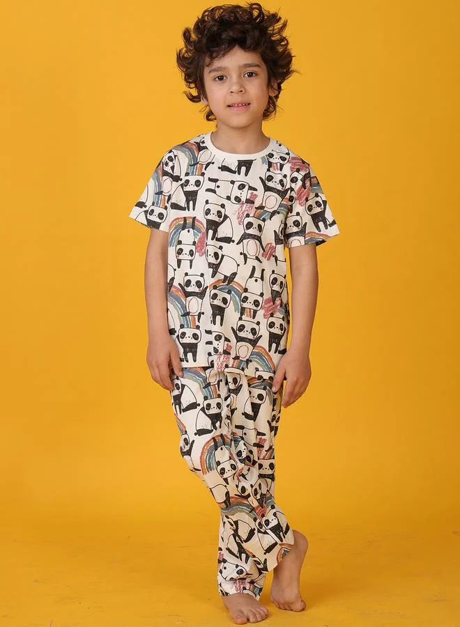 Anthrilo Anthrilo All-Over Panda Print T-Shirt and Pyjama Set