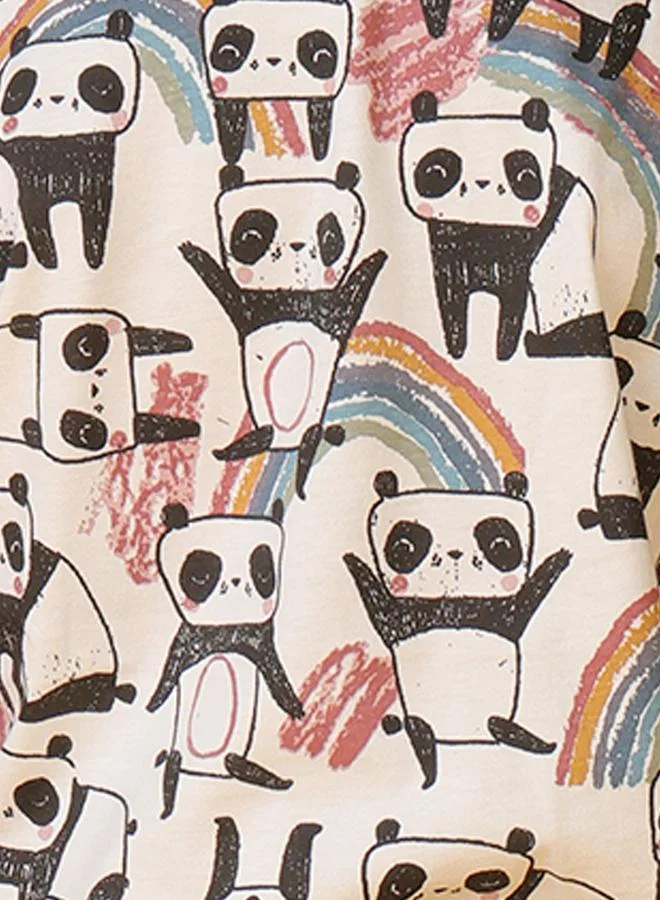 Anthrilo Anthrilo All-Over Panda Print T-Shirt and Pyjama Set