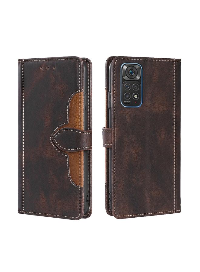 The Bros Case For Xiaomi Redmi Note 11 4G / Note 11S Skin Feel Straw Hat Magnetic Buckle Leather Phone Case