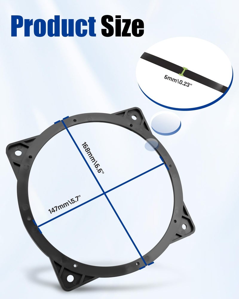 ANODZU 6.5-6.75 Front Door Speaker Adapter Spacer Ring Brackets Fit for Hyundai Elantra Genesis G80 Santa Fe Sonata Palisade Tucson Fit for KIA Forte Optima Sedona Sorento Sportage Soul 2Pcs - Image 3