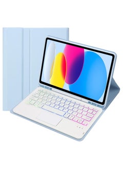 Touchpad Arabic and English Keyboard Case for iPad 10th Generation Case (10.9", 2022),Backlight, Multi-Touch Trackpad, Flip Stand Case with Pencil Holder for New iPad 10th 2022