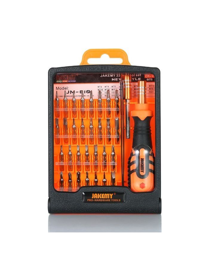 JAKEMY 33-In-1 Precision Magnetic Screw-Driver With Bits Orange/Black - Image 2