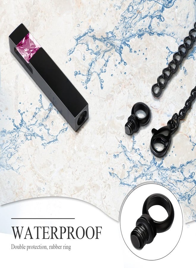 MTLEE 3 Pieces Cremation Urn Necklace for Ashes Vertical Bar Zircon, Heart Crystal Necklace Urn Stainless Steel Waterproof Memorial Pendant, stainless steel, screws and waterproof rubber gaskets - Image 3