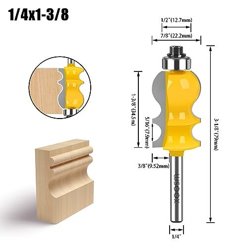 WSOOX 3PCS Architectural Molding Router Bit Set 3 Style Classical Molding Shape Router bits with 14 Shank Molding Bits for Furniture Making - Image 3