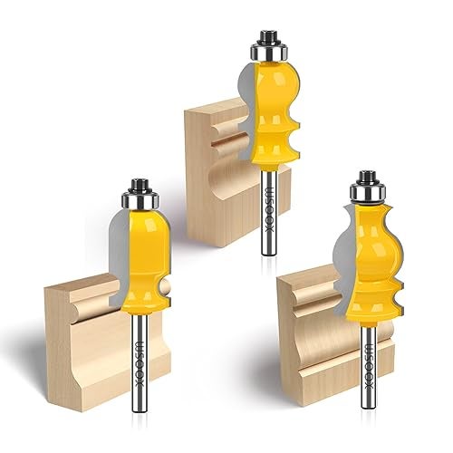 WSOOX 3PCS Architectural Molding Router Bit Set 3 Style Classical Molding Shape Router bits with 14 Shank Molding Bits for Furniture Making - Image 1