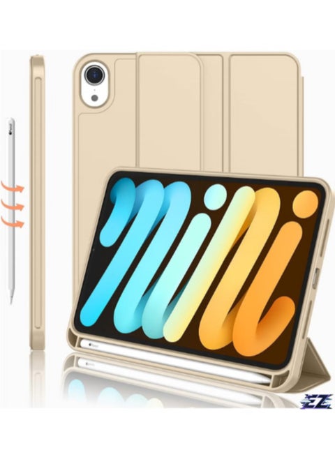 iPad Mini 7 Case 2024 – A17 Pro 8.3-Inch 7th Generation Case with Pencil Holder, Trifold Stand, and Soft TPU Back, Rose Gold