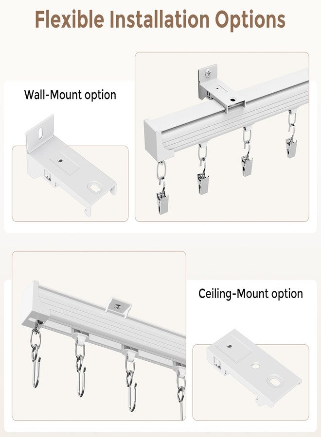 Hei! dear Curtain Track 9-12ft White - Adjustable Ceiling/Wall Mount, Heavy Duty Curtain Rail System with 40 Rollers, 40 Hooks & 40 Clips, Room Divider for Grommet/Pleated Curtains - Image 4