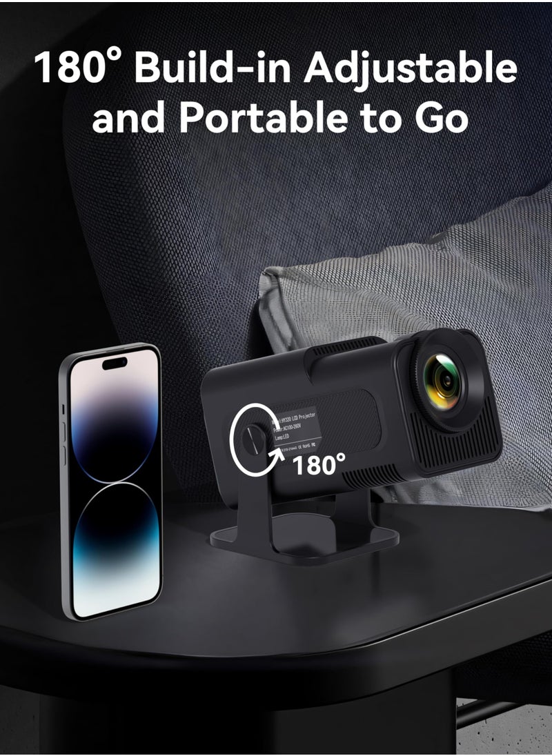 BORTONY - Mini Projector 4K Natvie 1080P Smart Projector Built-in Android TV 11.0 with Wifi and Bluetooth Auto Keystone Projector 10000 Lumens180 Degree Rotation Short Throw Projector - Image 1