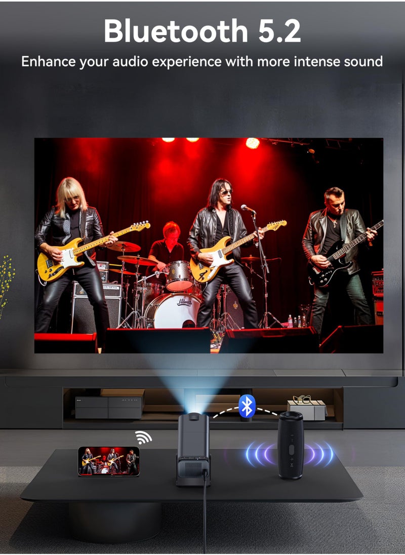 BORTONY - Mini Projector 4K Natvie 1080P Smart Projector Built-in Android TV 11.0 with Wifi and Bluetooth Auto Keystone Projector 10000 Lumens180 Degree Rotation Short Throw Projector - Image 1