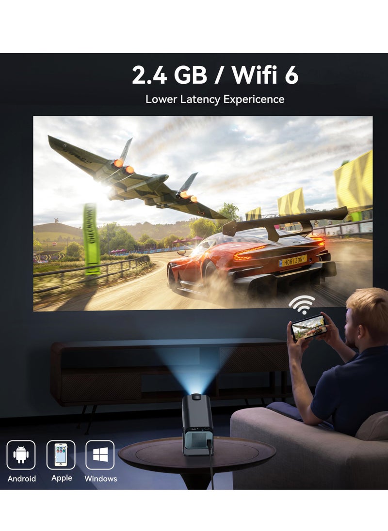 BORTONY - Mini Projector 4K Natvie 1080P Smart Projector Built-in Android TV 11.0 with Wifi and Bluetooth Auto Keystone Projector 10000 Lumens180 Degree Rotation Short Throw Projector - Image 1