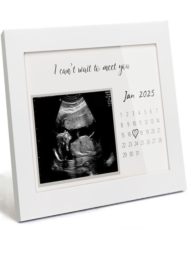 HAMUIERS Pregnancy Announcement | Ultrasound Sonogram Picture Frame for Expecting Moms | Baby Reveal Keepsake | Ideal Baby Shower | Standard 4"x3" Frame for New Parents, I Can't Wait to Meet You, White - Image 1