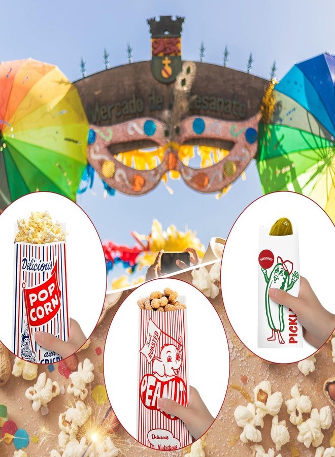 Marspark 300 Pcs Papers Popcorn Bags Peanut and Pickle Bags 3 Size for Food Blue Red White Green Wrapping Packaging for Baseball Summer Carnival Circus Theme Birthday Party Supplies - Image 5