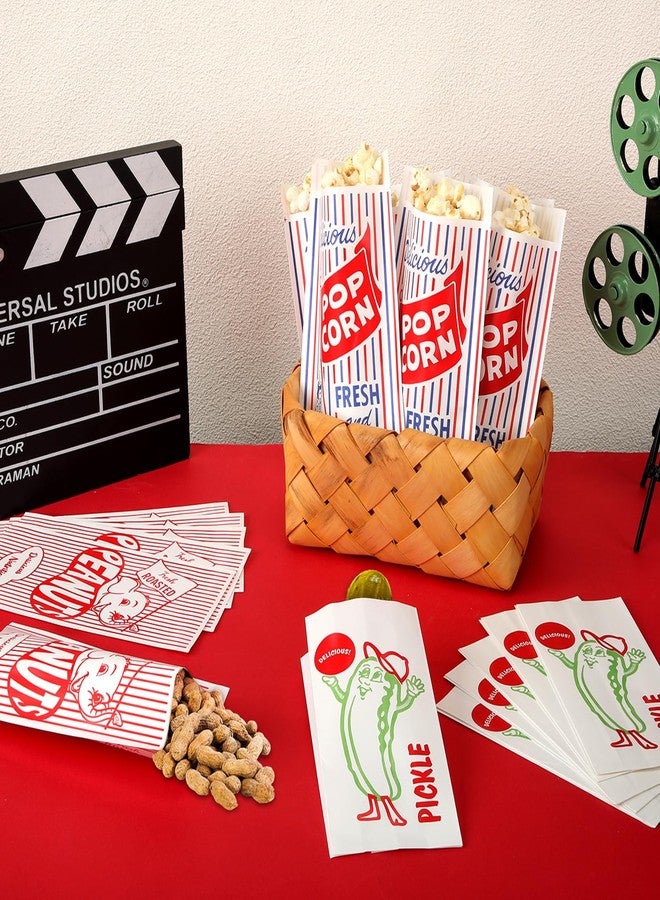 Marspark 300 Pcs Papers Popcorn Bags Peanut and Pickle Bags 3 Size for Food Blue Red White Green Wrapping Packaging for Baseball Summer Carnival Circus Theme Birthday Party Supplies - Image 3