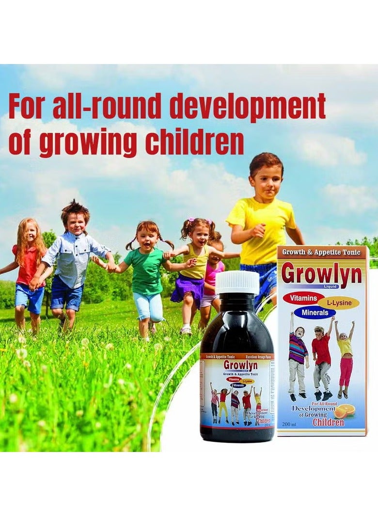 Growlyn Growth and Appetite Tonic Vitamins Syrup 200ml - Image 2