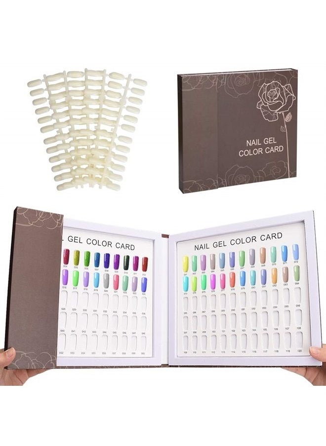 Noverlife 120 Nail Colors Display Book with 120 False Nail Tips, Nail Gel Polish Display Chart, Nail Art Samples Color Swatches Cardboard Nail Design Showcase for Manicure Salon Studio  - Image 1