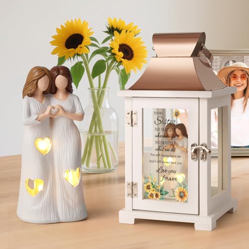 HugMemories Sister Lantern with Friend Hand-Painted Figure, Sister Birthday Gifts from Sis, Unique Friendship Gift Ideas for Women Thanksgiving Christmas Wedding - Image 5