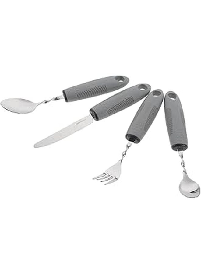 Stainless Steel Adaptive Utensils Set For Elderly Non Slip Rubber Grip - Image 1