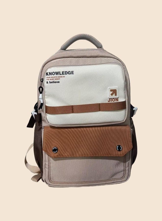 Beautiful Knowledge Inspired Multi-Color Student Backpack, Lightweight School Bag, Ergonomic School Bag, Durable School Bag, Adjustable Shoulder Strap School Bag, Minimalist Aesthetic Student School Bag.  - Image 1