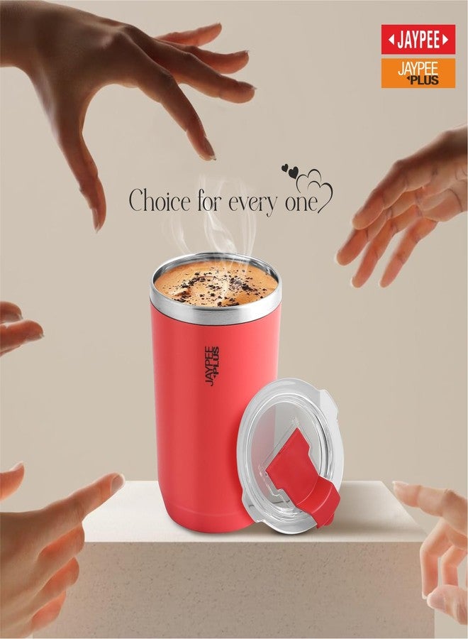 Jaypee Plus Myn Stainless Steel Insulated Coffee Mug Hot & Cold Spillproof Handy Sipper Travel Mug Suitable for Car, Tumbler Bottle, Vacuum Insulation Tea Cup, Matte Finish Non Slip, 300 ml, Red - Image 2