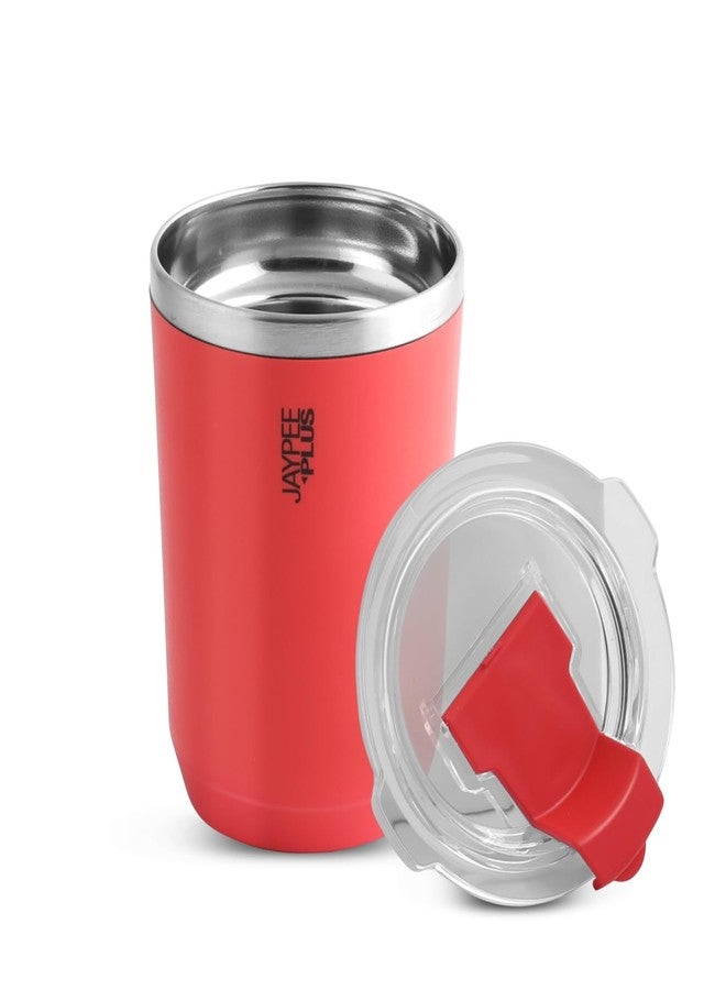 Jaypee Plus Myn Stainless Steel Insulated Coffee Mug Hot & Cold Spillproof Handy Sipper Travel Mug Suitable for Car, Tumbler Bottle, Vacuum Insulation Tea Cup, Matte Finish Non Slip, 300 ml, Red - Image 1