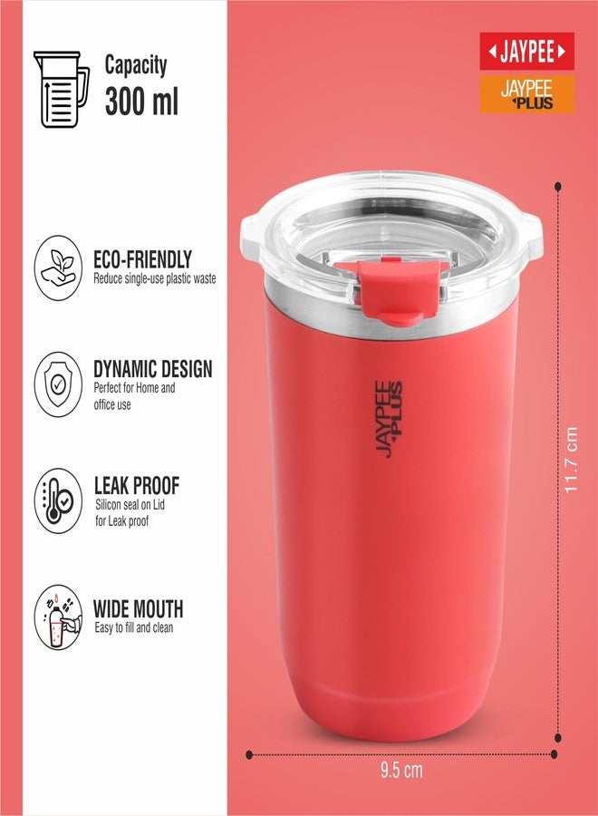 Jaypee Plus Myn Stainless Steel Insulated Coffee Mug Hot & Cold Spillproof Handy Sipper Travel Mug Suitable for Car, Tumbler Bottle, Vacuum Insulation Tea Cup, Matte Finish Non Slip, 300 ml, Red - Image 4