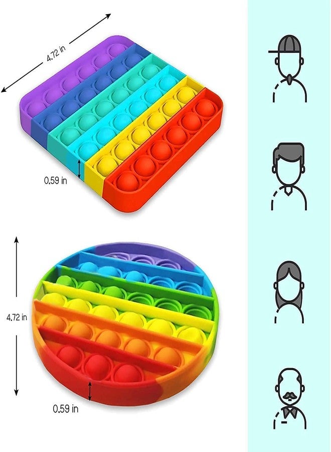 PRIMEFAIR Pop it Fidget Toys, Pop it Fidget Toy pop it Rainbow Pop Bubble, BPA Free Silicone, Push Bubbles Toy for Autism Stress Reliever, Sensory Toy (Square - Octagone - Circle) - Image 3
