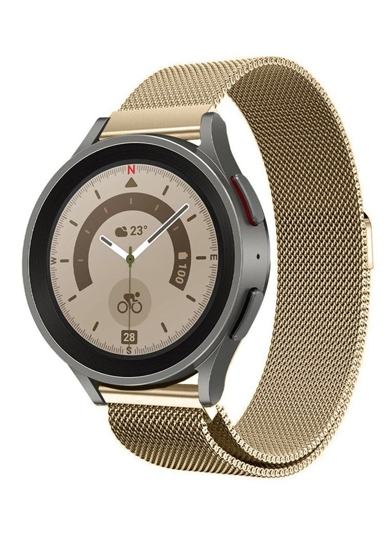 CATANES - Samsung Galaxy Watch 5 / Galaxy Watch 5 Pro Band Milanese Stainless Steel Strap 20mm Compatible with Galaxy Watch5 (44mm/40mm) Galaxy Watch5 Pro (45mm) Vintage Gold - Image 1