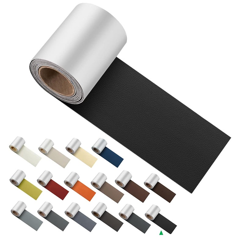 ILOFRI Self Adhesive Leather Repair Patch Tape 3x60 inch, Vinyl and Leather Repair Kit for Couches, Furniture, Car Seat, Boat Seat, Sofa, Vinyl Upholstery, Chair, Interior - Dark Black - Image 1