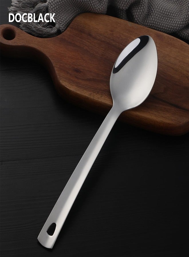 DOCBLACK 13 Inch Serving Spoons Set, Heavy Duty Stainless Steel Buffet Spoons with Long Handle for Kitchen, Restaurant, Party, Dishwasher Safe (Silver, 4PCS 13 inches) - Image 4