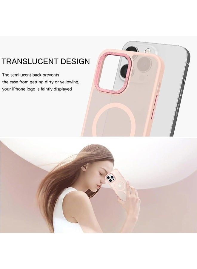 Pink Slim Translucent Matte Magnetic Phone Case for iPhone 16 Pro Max, MagSafe Compatible, 13 FT Military Grade Drop Protection - Image 1
