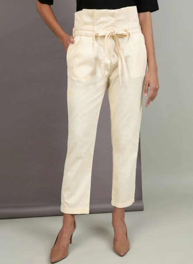 Freehand Women Straight Fit Solid High-Rise Trousers