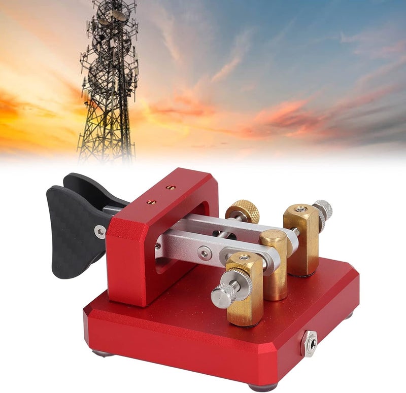 Double Paddle Morse Code Key, Portable Morse Code Double Paddle Auto Electric Key CW Morse Practice Key for Training (Red) - Image 5