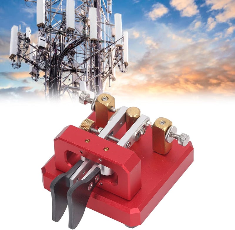 Double Paddle Morse Code Key, Portable Morse Code Double Paddle Auto Electric Key CW Morse Practice Key for Training (Red) - Image 4