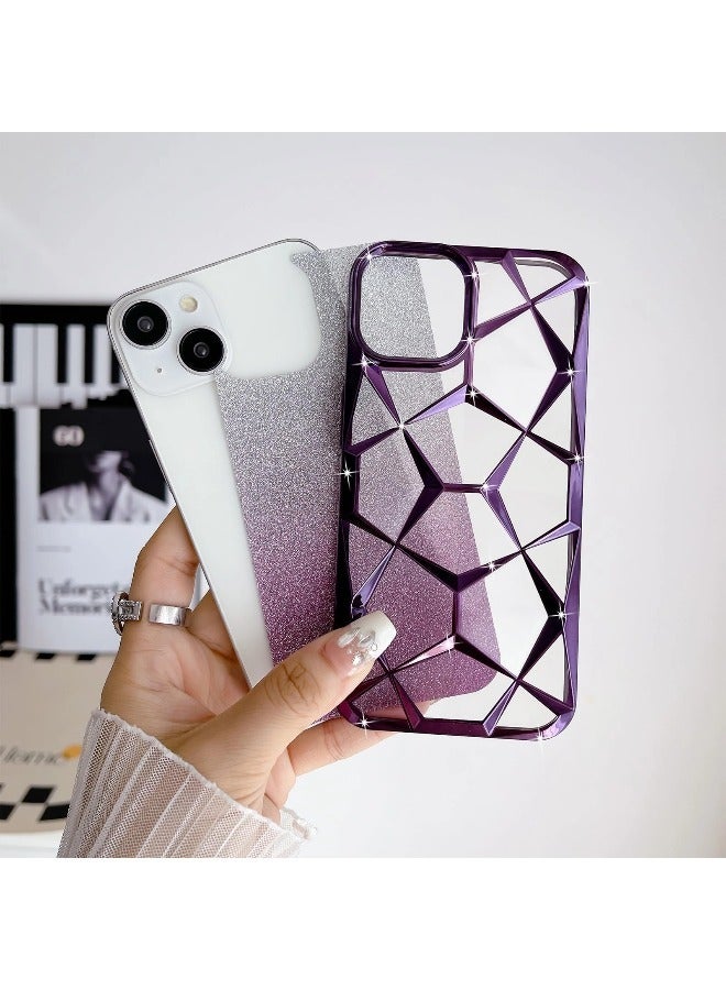 ShebSheb iPhone 14 Case for Plating Bling Gradient Glitter Clear iPhone Cover ,Soft TPU Cute Camera Protection Shockproof Back for Women Girls iPhone Case - Image 3