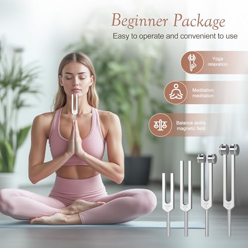 DiDiBirDi Tuning Fork Set 4pcs (128Hz, 256Hz, 512Hz, 1024Hz) with Activator & Pouch – Weighted & Unweighted Sound Healing Tools for Meditation, Yoga, Stress Relief, Chakra Balance & Space Clearing - Image 3