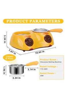 Generic Chocolate Melting Pot Electric Chocolate Fondue Mini Fondue Candy Maker With Double Melting Pot For Milk Chocolate Cheese Butter Candy (Yellow)  - Image 2