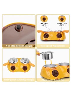 Generic Chocolate Melting Pot Electric Chocolate Fondue Mini Fondue Candy Maker With Double Melting Pot For Milk Chocolate Cheese Butter Candy (Yellow)  - Image 5